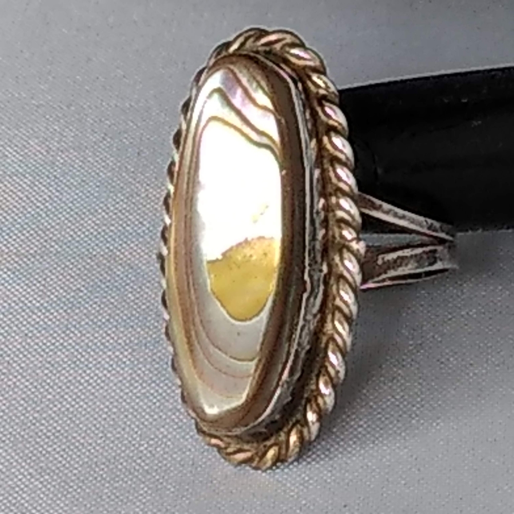 Vintage Mexican Taxco Abalone Sterling Silver .0925 Ring - Ring Size 5.5